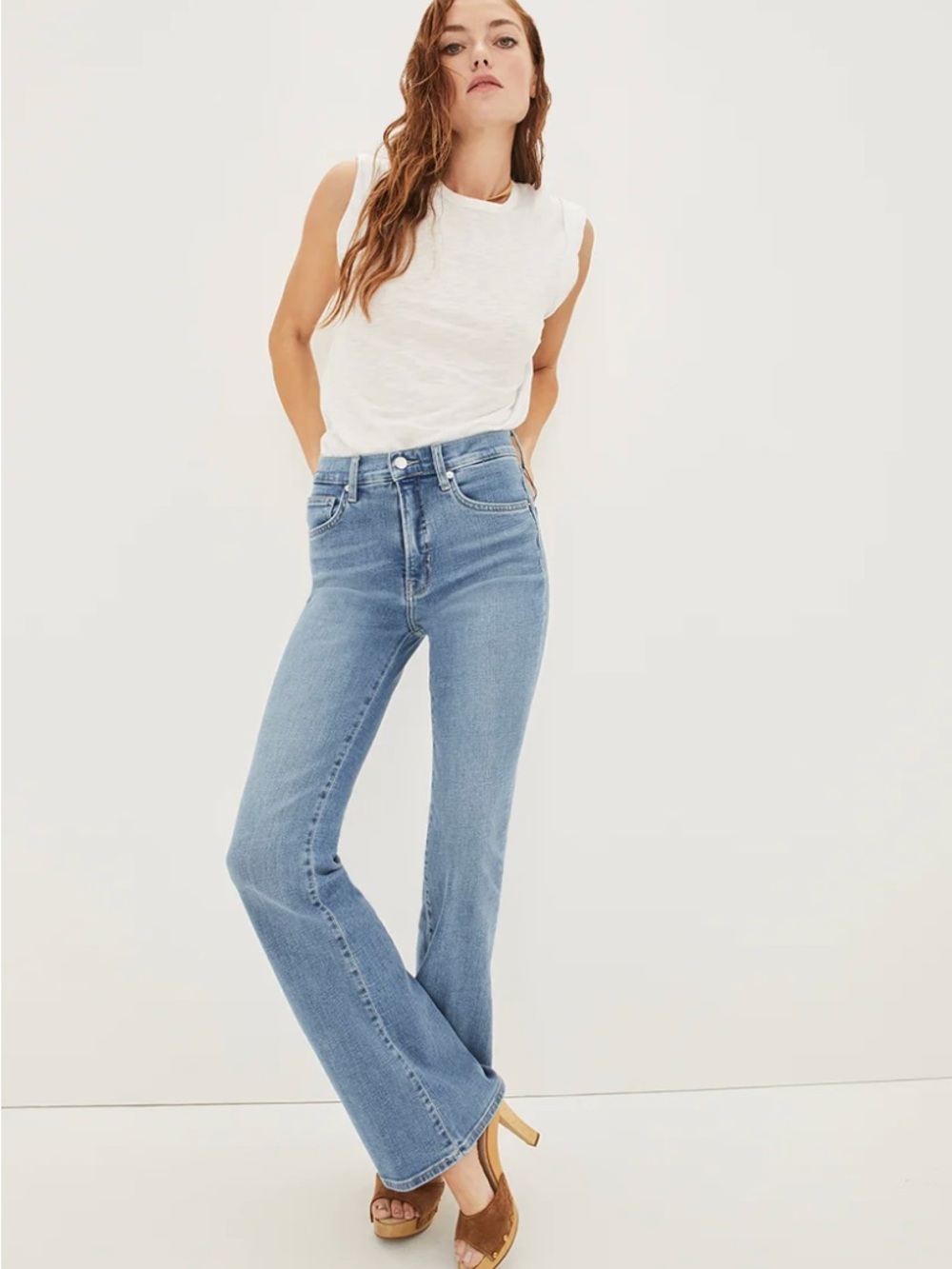 Veronica Beard Beverly Skinny Flare Jeans in Light Blue